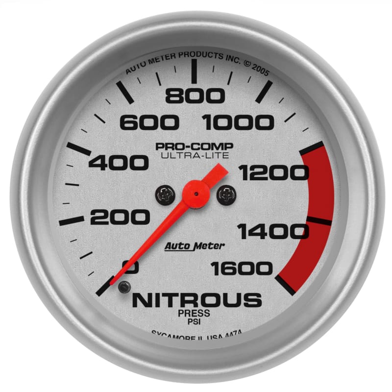 AutoMeter — Autometer Ultra-Lite 2-5/8in 1600PSI Nitrous Pressure Gage
2-5/8" NITROUS, 0-16
