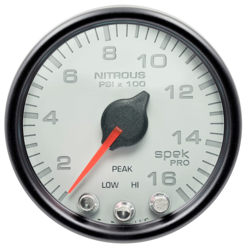 AutoMeter — Autometer Spek-Pro Gauge Nitrous Press 2 1/16in 1600psi Stepper Motor W/Peak & Warn Wht/Blk
GA 2" N2O WCB SPEK