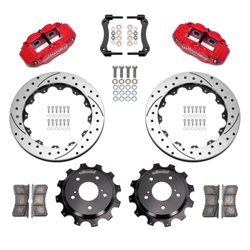 Wilwood — Wilwood 89-02 Nissan Skyline Superlite 4R Rear BBK w/ 13.50in Diameter D/S Rotor - Red