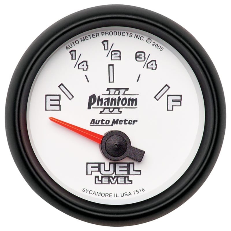 AutoMeter — Autometer Phantom II 2-1/16in 240E - 33F OHM Electric Fuel Level Gauge
2-1/16" FUEL LEVEL,