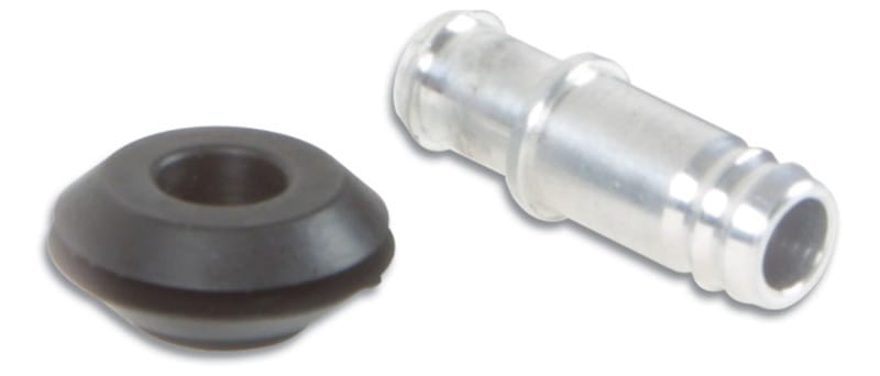 Vibrant — Vibrant 10mm (2/5in) O.D. Aluminum Vacuum Hose Fitting (includes Rubber Grommet)
3/8"ODBarbALVacuumFt
10mmODAlVacLineFtg
Vacuum Fitting