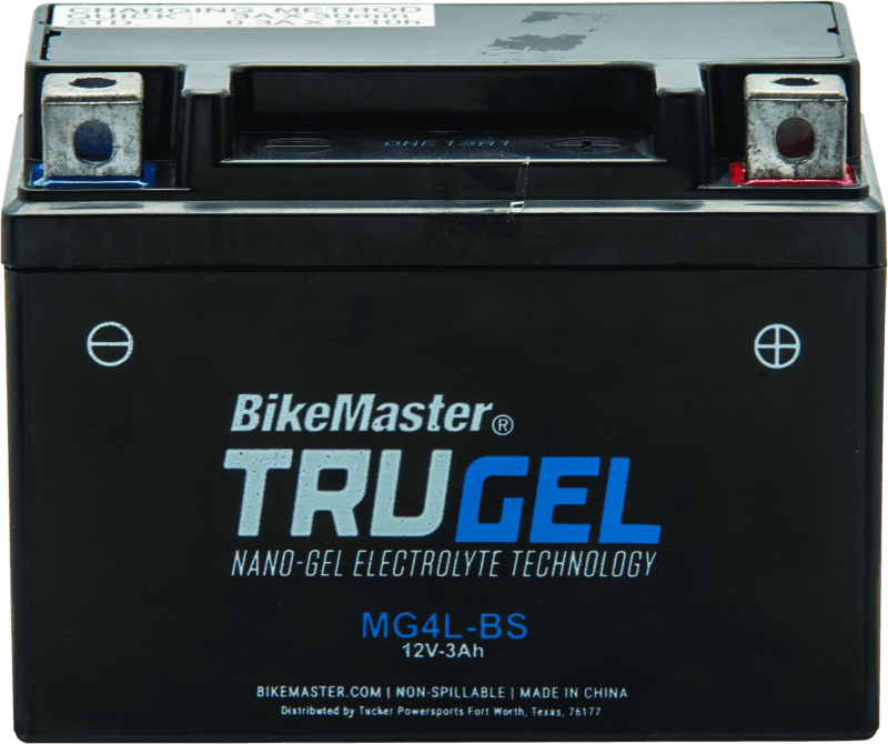 BikeMaster — MG4L-BS Battery, 114mm L x 71mm W x 86mm H, 60 CCA