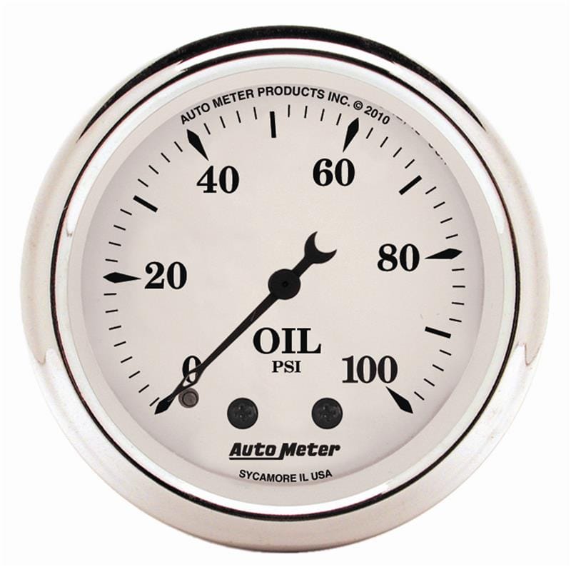 AutoMeter — AutoMeter Gauge Oil Press 2-1/16in. 100PSI Mech Old Tyme White
2" OIL PRESS, 0-100