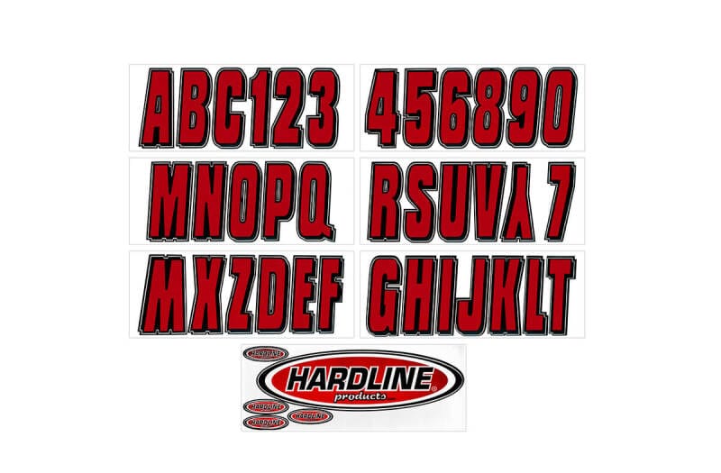 Hardline — Hardline Boat Lettering Registration Kit 3 in. - 320 Ox Blood Red/Black