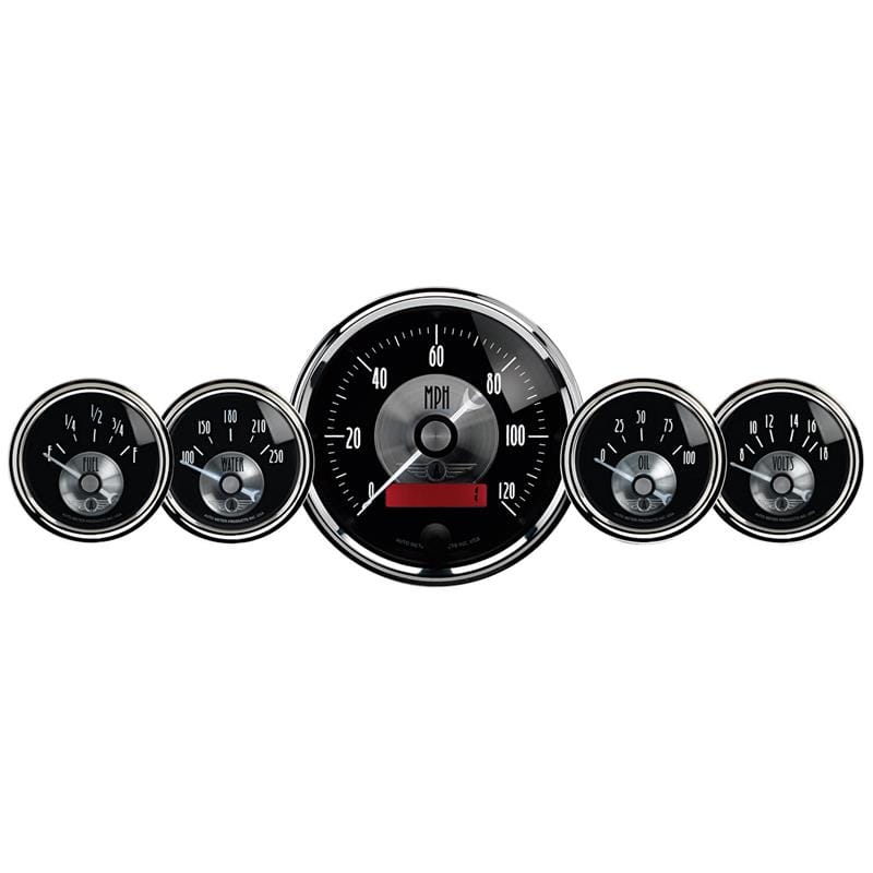 AutoMeter — GAUGE KIT, 5 PC, 3 3/8" & 2 1/16" , ELEC SPEEDO W/LCD ODO, PRESTIGE BLK. DIAMOND