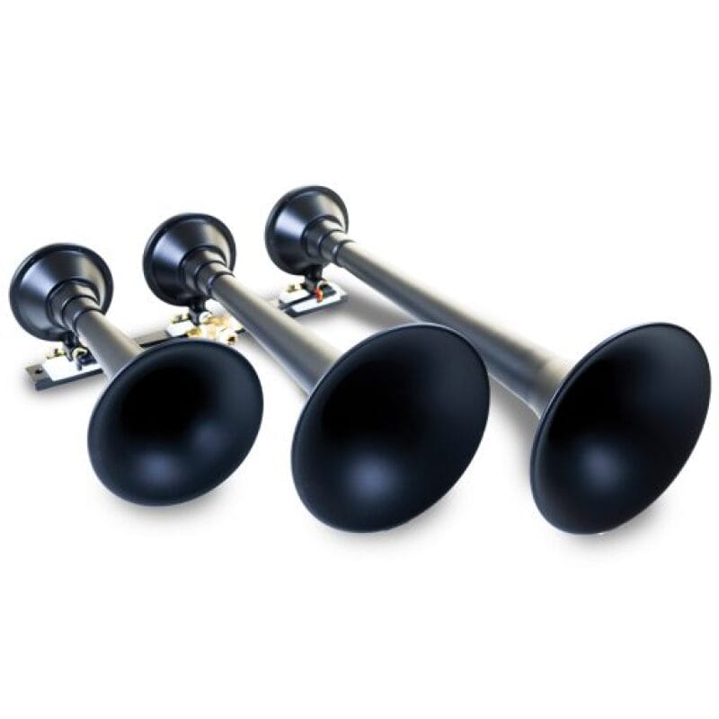 Kleinn Air Horns — Kleinn Black Triple Horn/ 18.25In/ 14.75In/10In - XCR2.0 Coated Spun Steel
Triple Train Horn