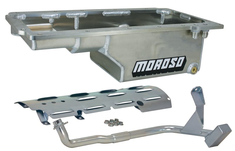 Moroso — Moroso GM LS/93-02 F-Body (w/-10An Fitting) Deep Drag Race Baffled Wet Sump 6qt 9in Aluminum Oil Pan