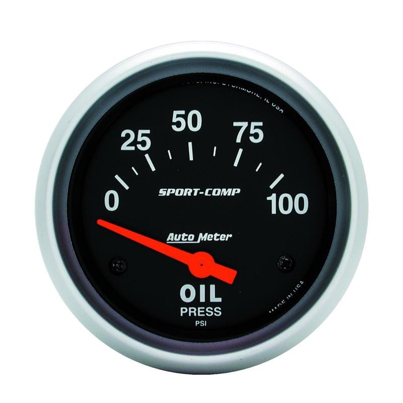 AutoMeter — GAUGE, OIL PRESSURE, 2 5/8", 100PSI, ELECTRIC, SPORT-COMP