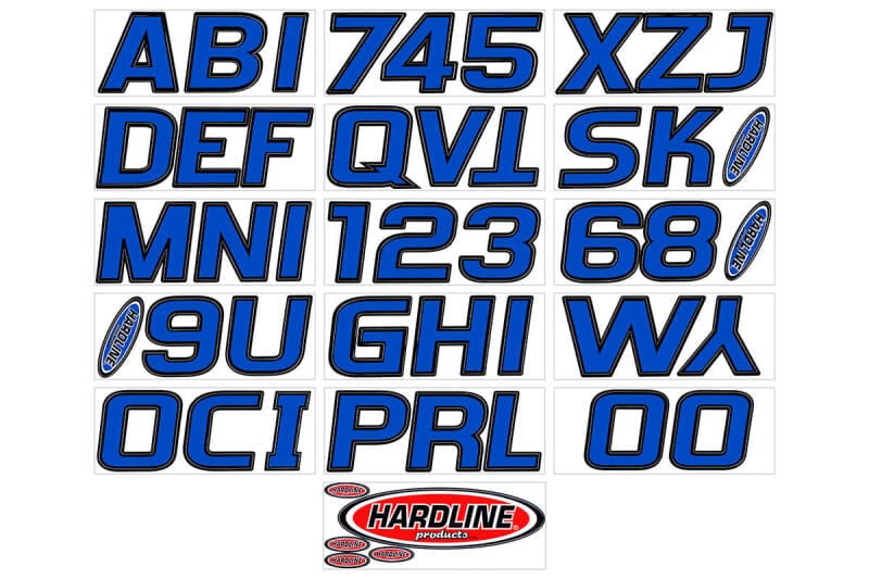 Hardline — Hardline Boat Lettering Registration Kit 3 in. - 700 Blue/Black