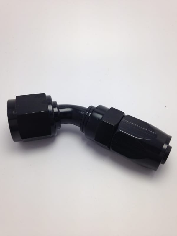 Fragola — Fragola -10AN Fem x -8AN Hose 45 Degree Reducing Hose End - Black