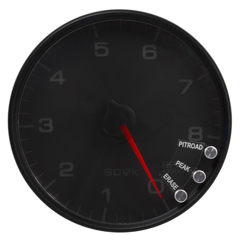 AutoMeter — GAUGE, TACHOMETER, 5", 8K RPM, W/SHIFT LIGHT & PEAK MEM, BLACK/BLACK, SPEK-PRO