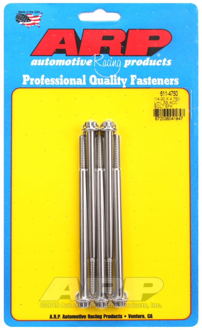 ARP — ARP 1/4-20 x 4.750 12pt Stainless Steel Bolts (Set of 5)