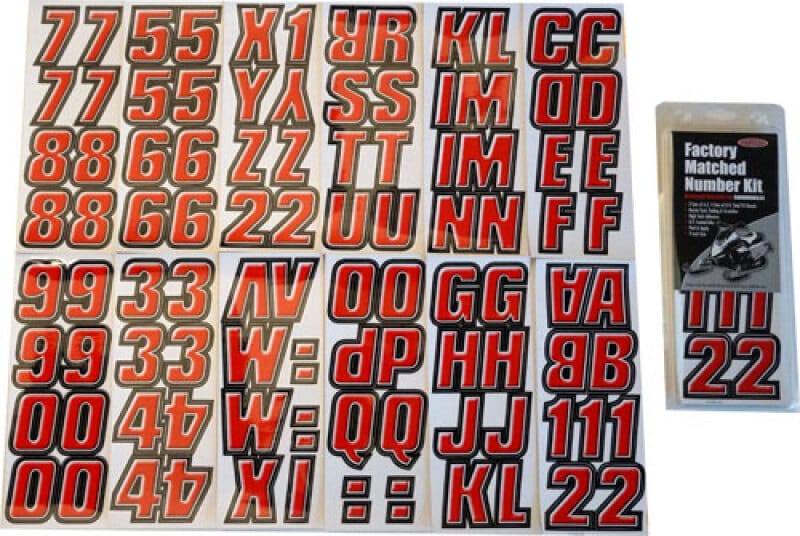 Hardline — Hardline Snowmobile Lettering Registration Kit 2 in. - 500 Red/Black