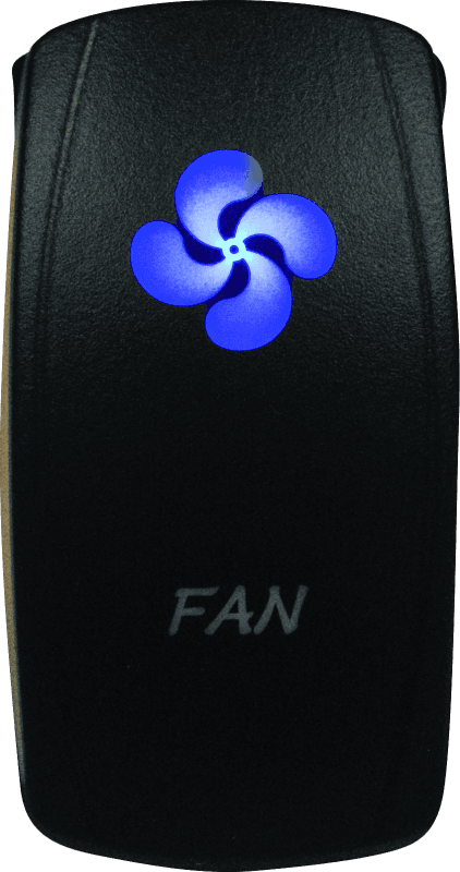 DragonFire Racing — Dual LED Switch, Laser-Etched, Fan On/Off, Blue
