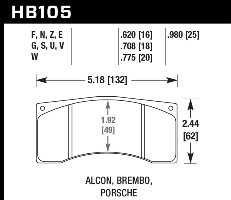 Hawk Performance — Hawk DTC-80 Brembo/Alcon 16mm Race Brake Pads
Disc Brake Pad