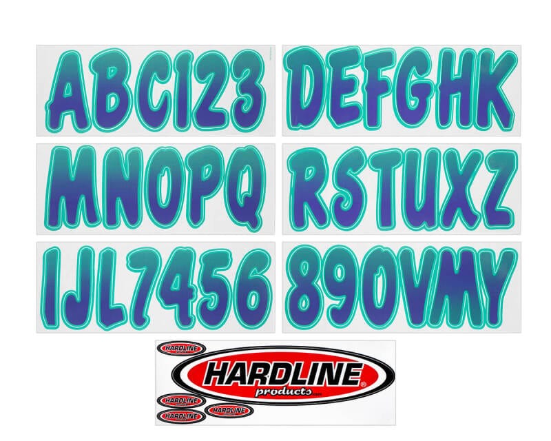 Hardline — Hardline Boat Lettering Registration Kit 3 in. - 200 Purple/Teal