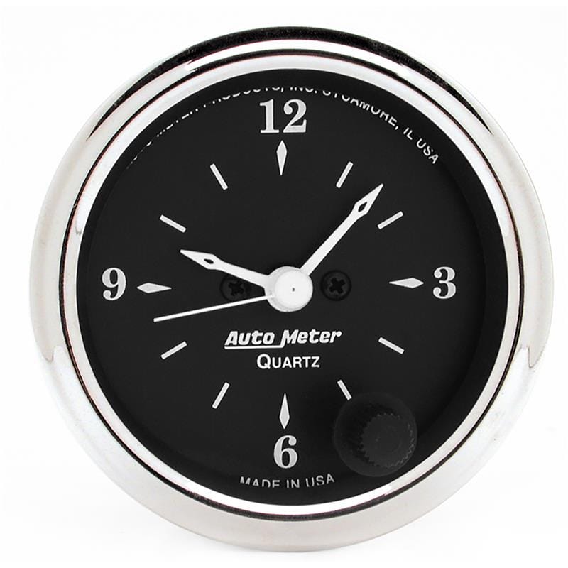 AutoMeter — GAUGE, CLOCK, 2 1/16", 12HR, ANALOG, OLD TYME BLACK