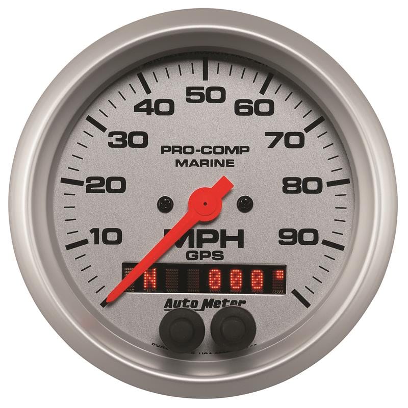 AutoMeter — Autometer Marine Silver 3-3/8in 100MPH GPS Speedometer Gauge
3.4" SPD GPS 100 MS