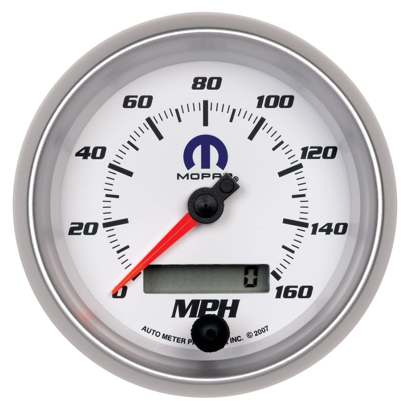 AutoMeter — AutoMeter Gauge Speedometer 3-3/8in. 160MPH Elec. Programmable White Mopar
MOPAR #77060054, 3-3