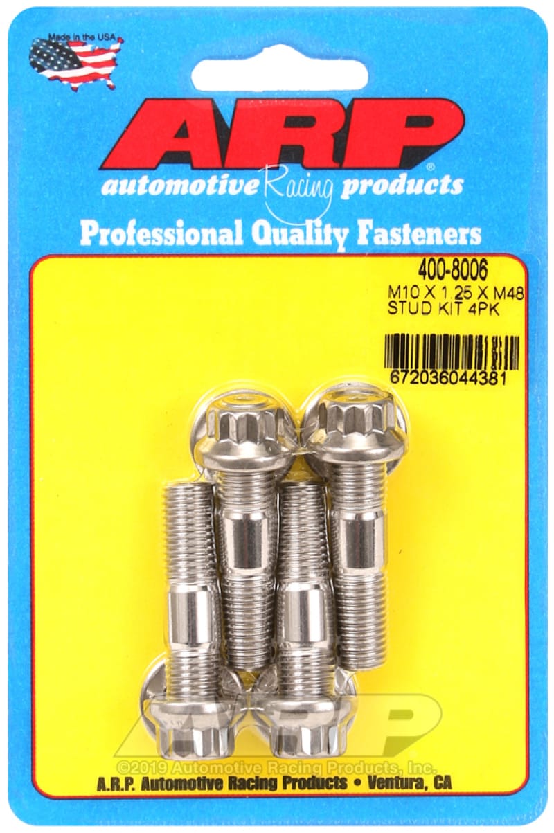 ARP — ARP M10 x 1.25 x 48mm Broached 4 Piece Stud Kit