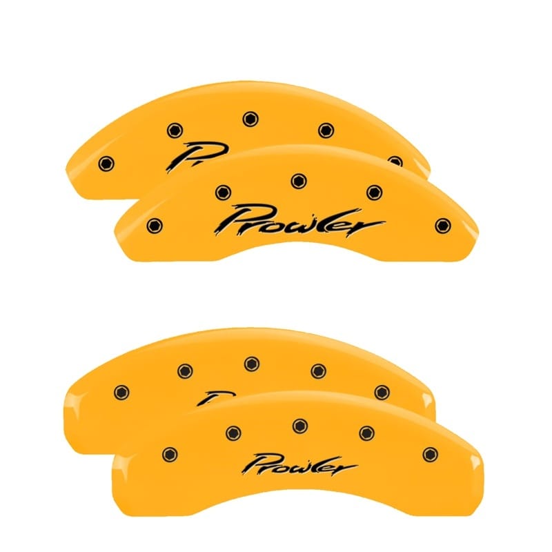 MGP — MGP 4 Caliper Covers Engraved Front & Rear 97-02 Chrysler Prowler Yellow Finish Black Prowler Logo
Caliper Covers