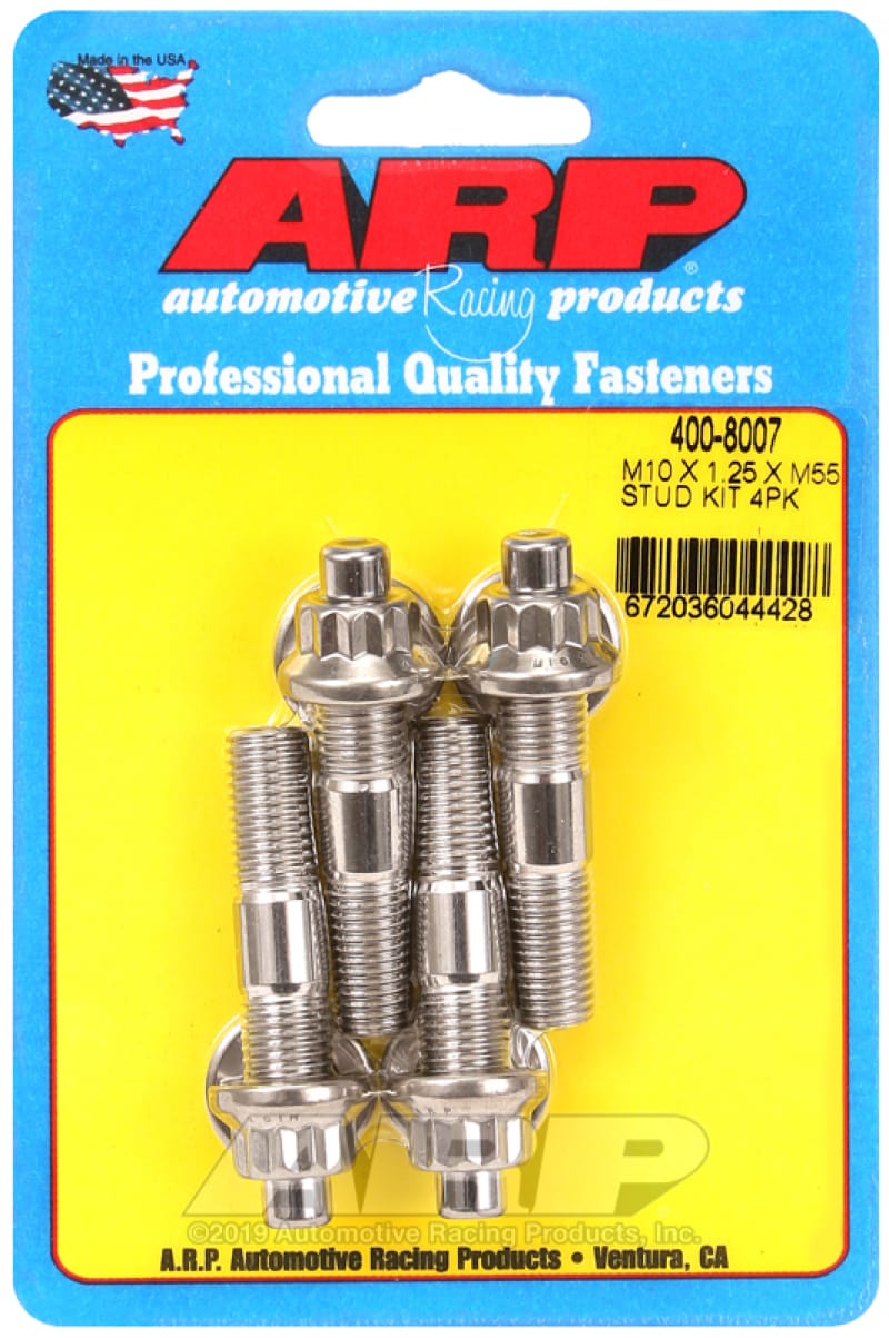 ARP — ARP M10 x 1.25 x 55mm Broached 4 Piece Stud Kit