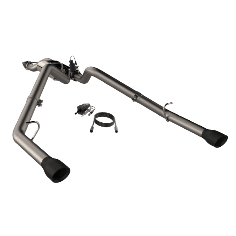 QTP — 2019-2024 Ram 1500 QTP Screamer Split Rear Exit Cat Back Black Tips