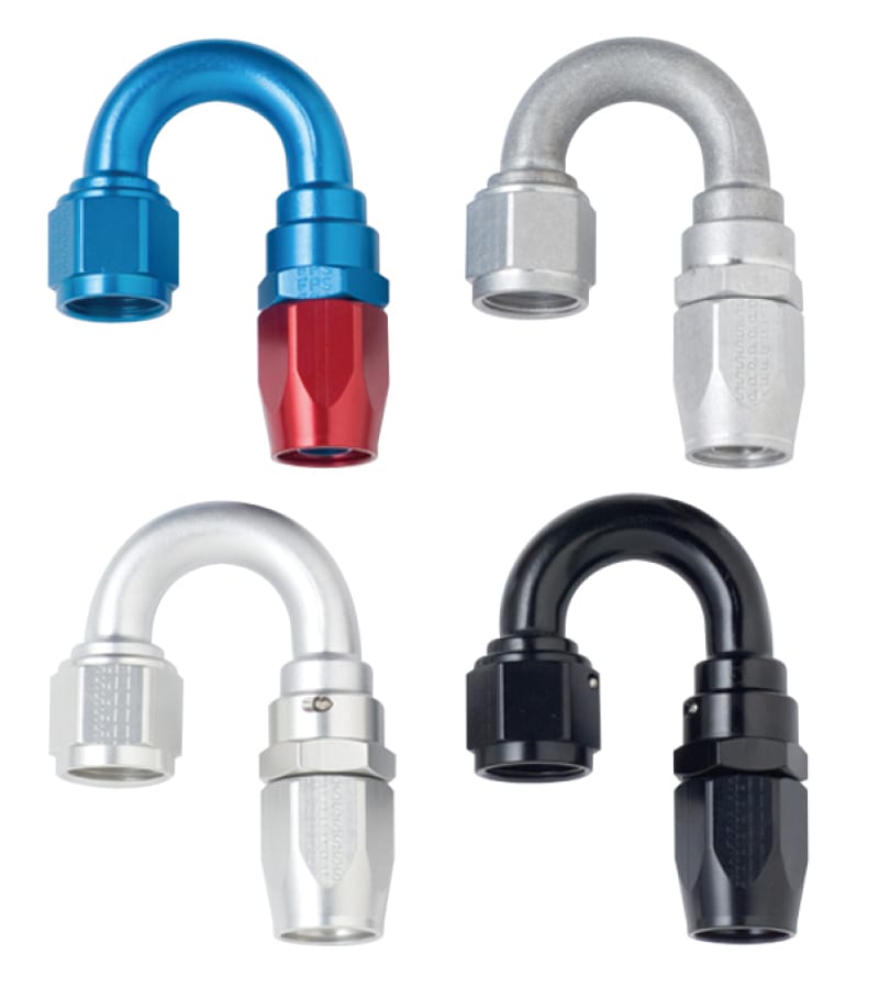 Fragola — Fragola -4AN x 180 Degree Power Flow Hose End - Black