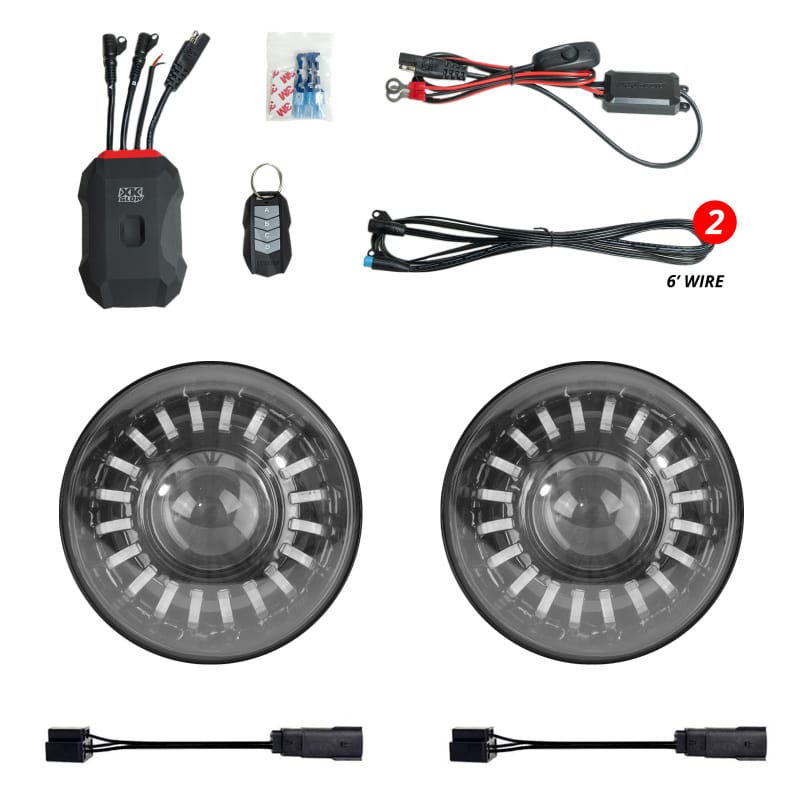 XKGLOW — XK Glow 2019+ Jeep Wrangler JL/JT 7in Headlight XKmax RGBW Kit w/ Mnt Brkt App Cntrl 2pc