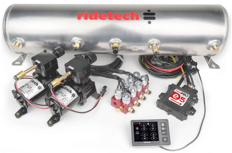 Ridetech — Ridetech RidePro E5 Air Ride Suspension Control System 5 Gallon Dual Compressor 1/4in Valves
Comp. Kit 5 Gallon R