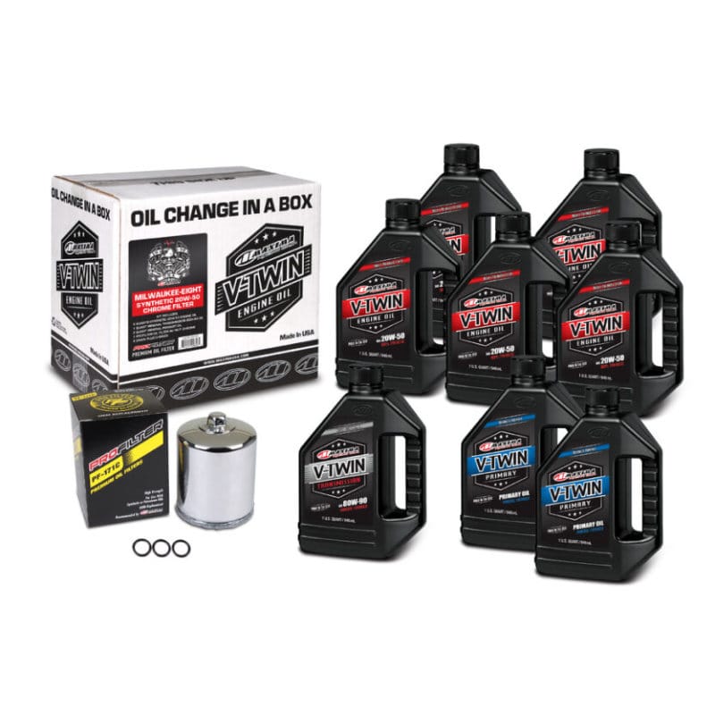 Maxima — Maxima V-Twin Oil Change Kit Synthetic w/Chrome Filter Milwaukee-Eight