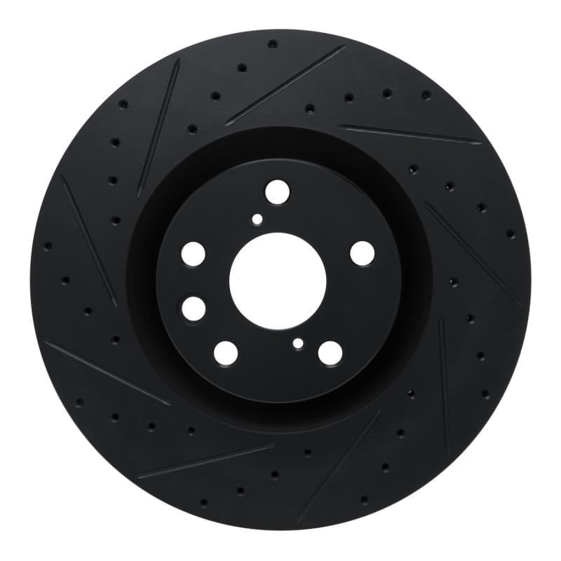 R1 Concepts — R1 11-25 Lexus IS200T Left Front Drilled & Slotted Black Brake Rotor