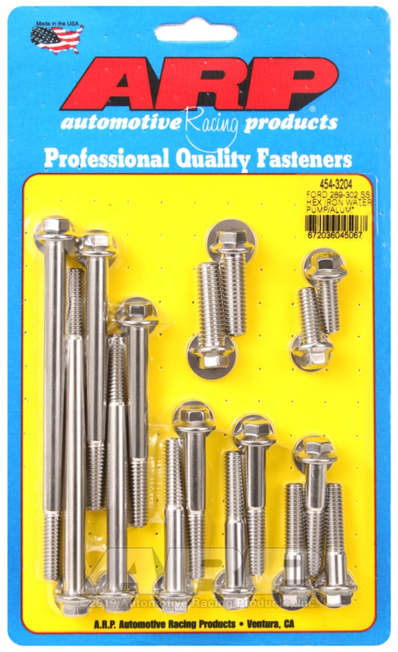 ARP — ARP Ford 289-302 SS Hex Iron Water Pump and Front Cover Bolt Kit