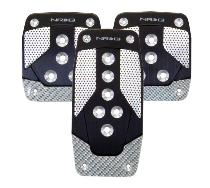 NRG — NRG Aluminum Sport Pedal M/T - Black w/Silver Carbon