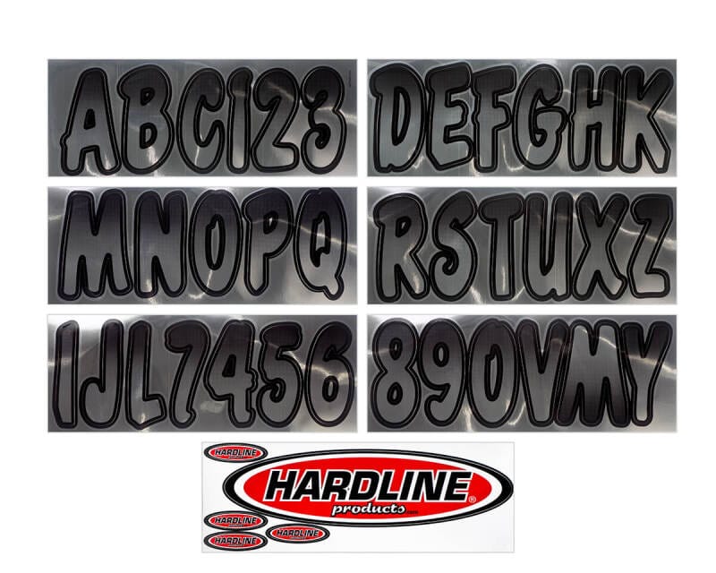 Hardline — Hardline Boat Lettering Registration Kit 3 in. - 200 Chrome/Black
