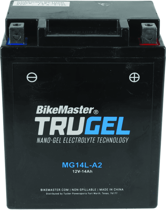 BikeMaster — MG14L-A2 Battery, 134mm L x 88mm W x 166mm H, 250 CCA