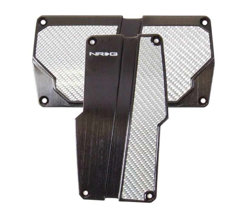 NRG — NRG Brushed Aluminum Sport Pedal A/T - Black w/Silver Carbon