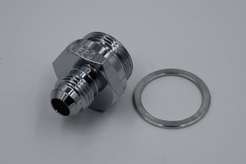 Fragola — Fragola -6AN x 7/8-20 Male Adapter-Dual Feed - Chrome