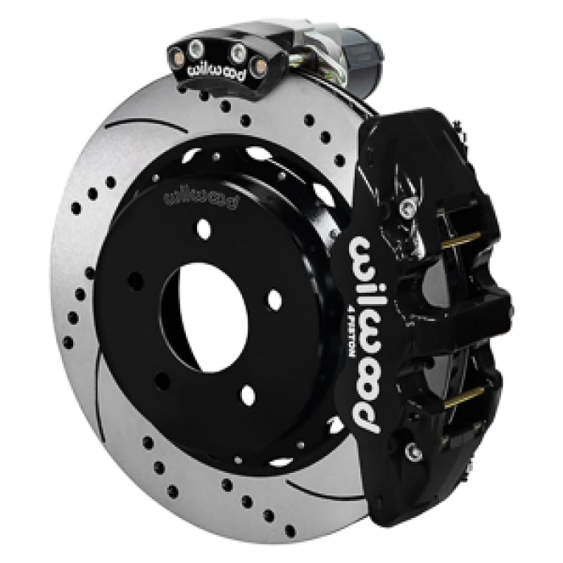 Wilwood — Wilwood 88-98 GM C1500 Aero4 Rear Elec. Parking Brake Kit 14in SRP Rotor 3.25in Offset - Blk