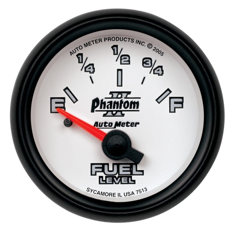AutoMeter — Autometer Phantom 2-1/16in 0-90 OHM Fuel Level Gauge
2-1/16" FUEL LEVEL,