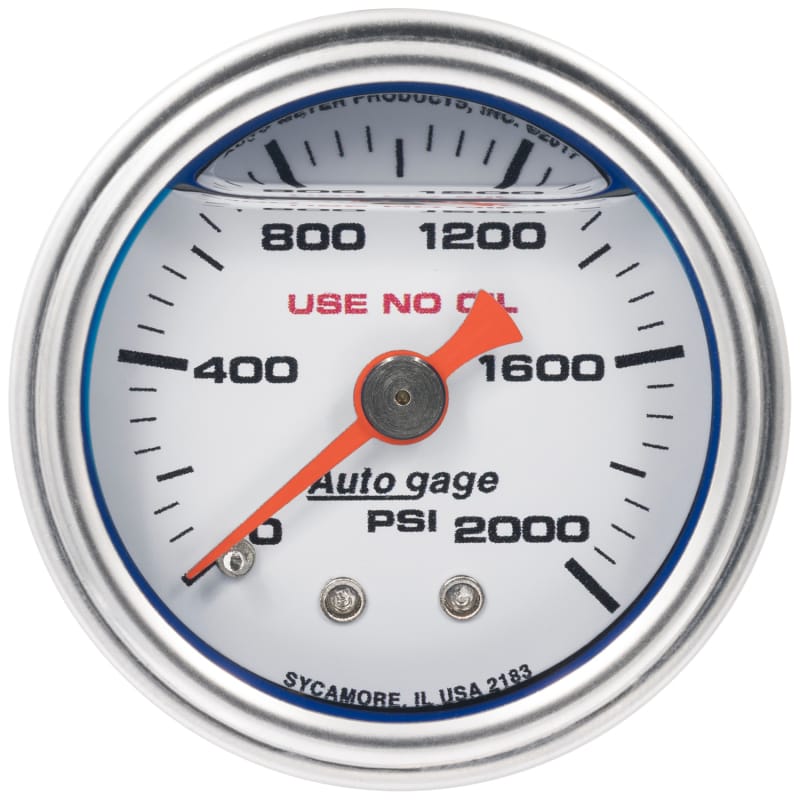 AutoMeter — Autometer AutoGage 1.5in Liquid Filled Mechanical 0-2000 PSI Fuel Pressure Gauge - White
Ga Press 2000psi Wht