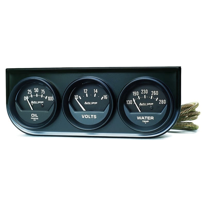 AutoMeter — Autometer AutoGage 2in 3-Gauge 0-100 PSI Oil Press/130-280 Deg Water Temp/10-16V Voltmeter - Black
3 GA PNL OP/WT/V M B