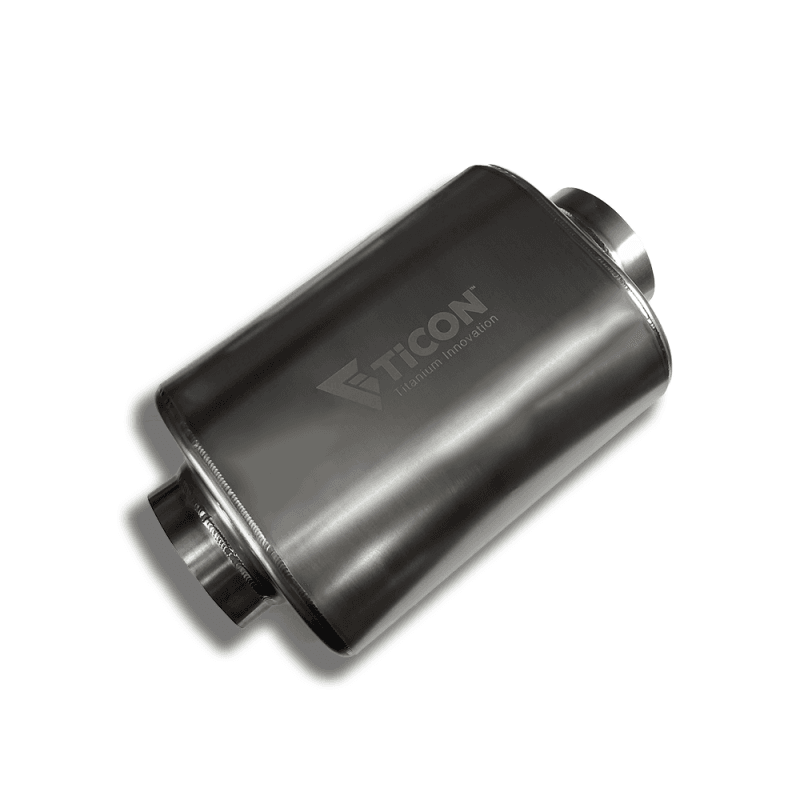 Ticon — Ticon Industries 17in OAL 3.0in Center In/Out Oval Ultralight Titanium Muffler