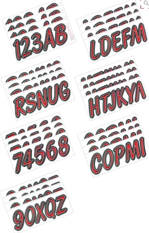 Hardline — Hardline Boat Lettering Registration Kit 3 in. - 400 Dark Red/Black