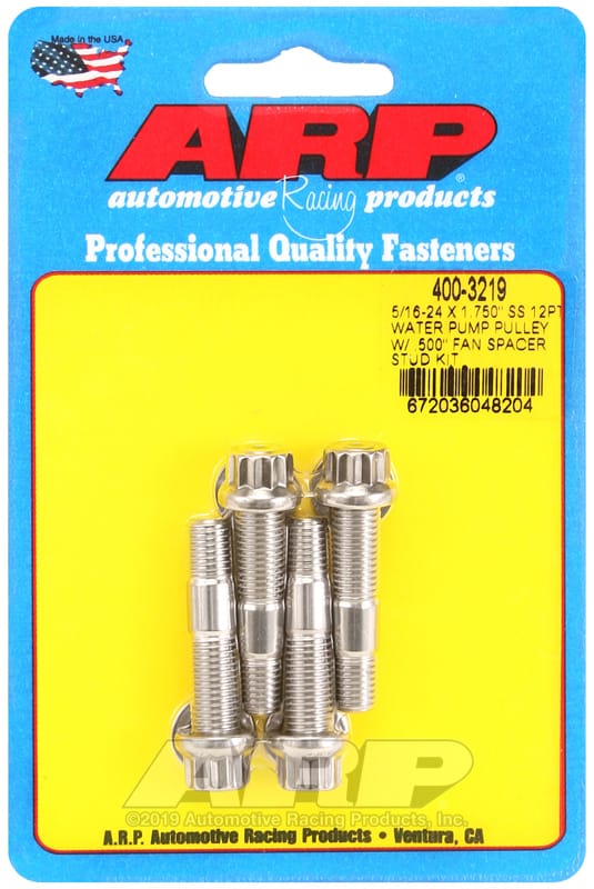 ARP — ARP 5/16-24 X 1.750 SS 12pt water pump pulley w/ .500in fan spacer stud kit