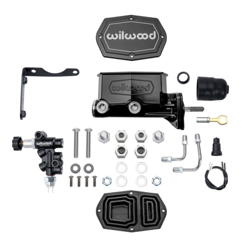 Wilwood — Wilwood MOPAR Compact Tandem M/C Kit w/ P-Valve & Pushrod 15/16in Bore - Black