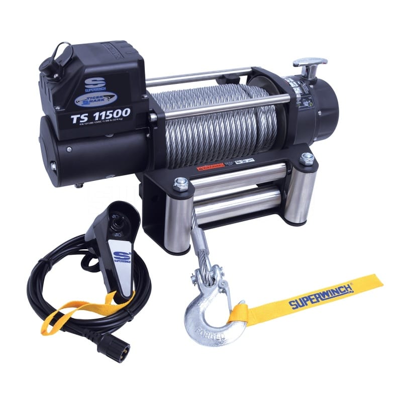 Superwinch — Superwinch 11500 LBS 12V DC 3/8in x 84ft Steel Rope Tiger Shark 11500 Winch
Winch
