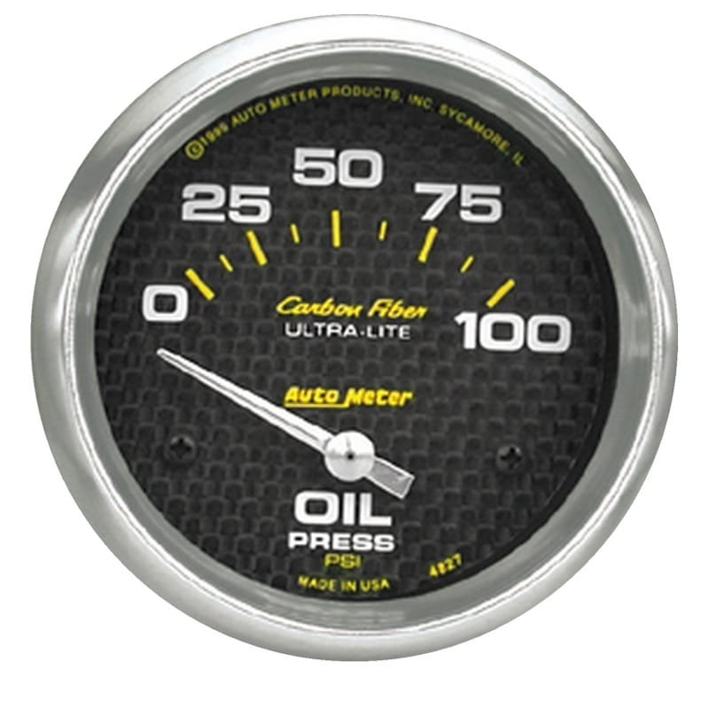 AutoMeter — Autometer Carbon Fiber 66.7mm Short Sweep Electronic 0-100 PSI Oil Pressure Gauge
GA 2.6" OILP ELEC CF