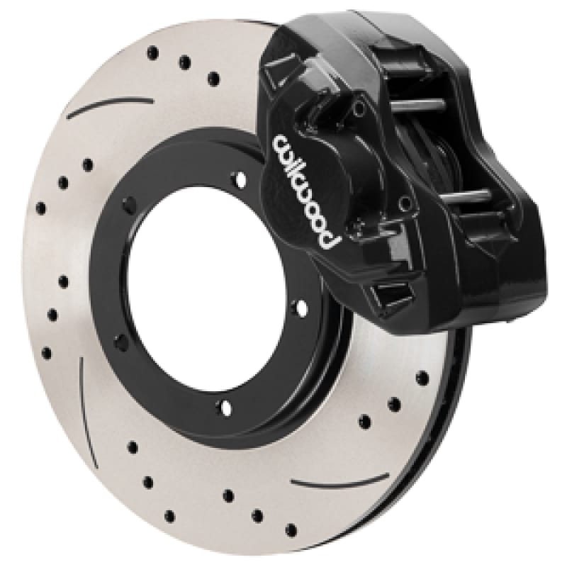 Wilwood — Wilwood 75-83 Porsche 911 D45 11.10in. Front Brake Kit w/ Flex Lines - Drilled Rotors (Black)