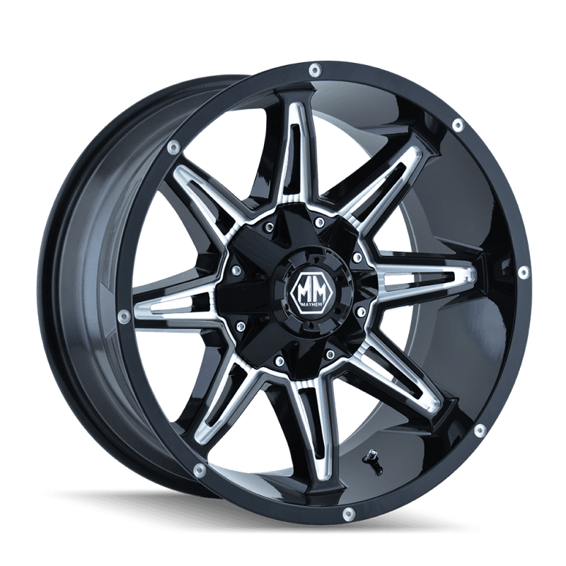 Mayhem — Mayhem 8090 Rampage 18x9 / 8x165.1 BP / -12mm Offset / 130.8mm Hub Gloss Black Milled Wheel
MAYHEM 8090